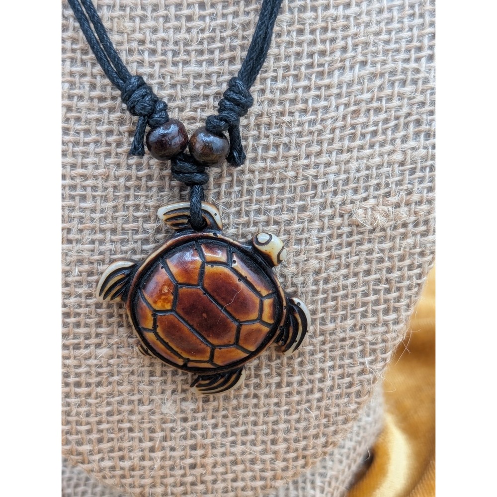 Sea Turtle Pendant Necklace Adjustable Cord Beach Boho Ocean Jewelry Adjustable